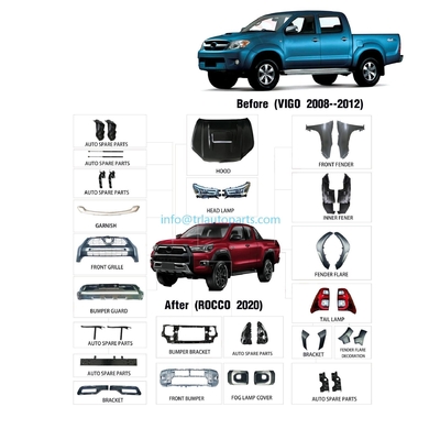 Goede prijs. 53121-0K220 Toyota Hilux Vigo 2008-2012 Meer dan 10 stukken plastic auto full body kit naar Hilux Rocco 531210K220 online